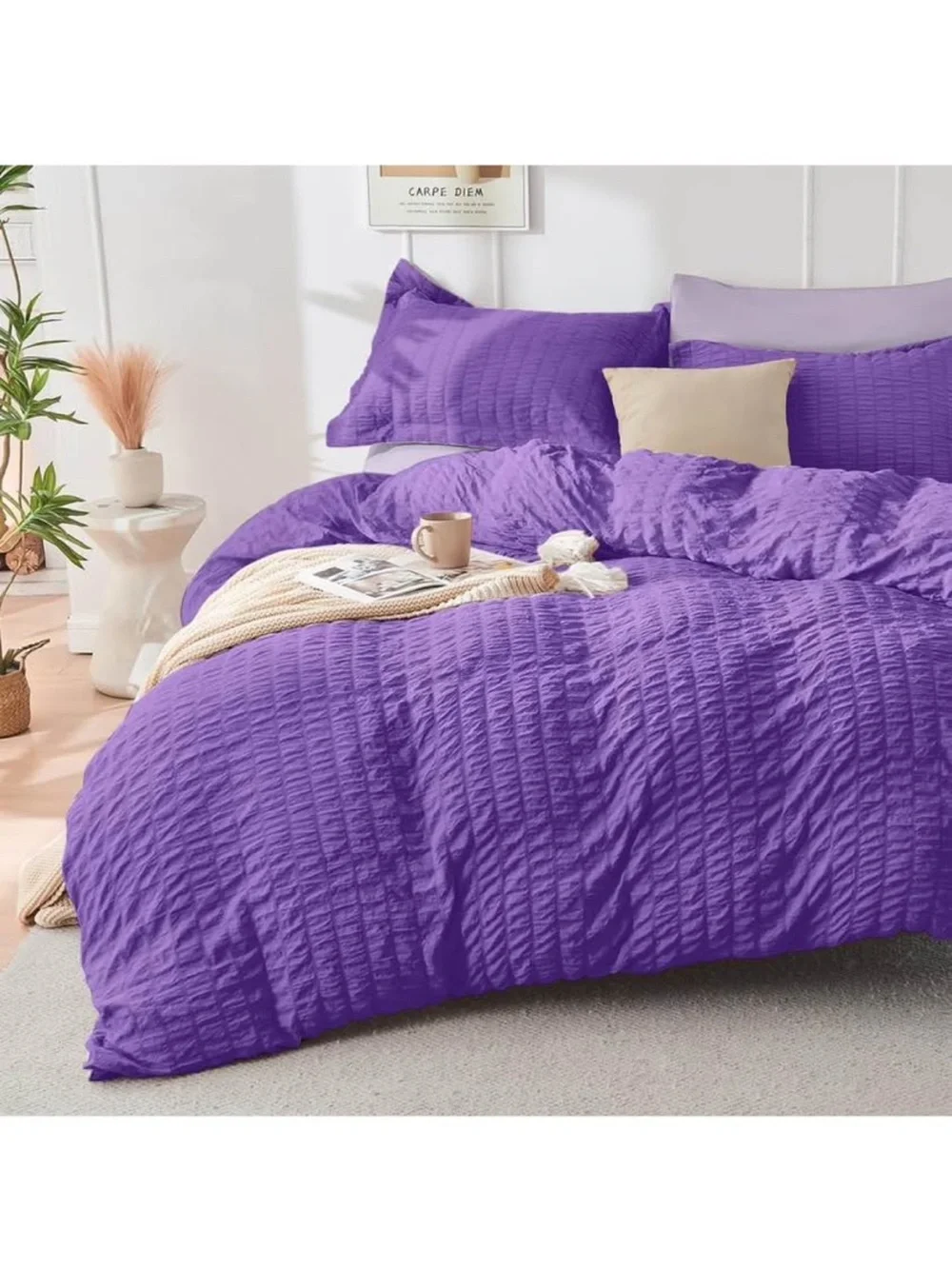 5 pieces purple/lavender twin size comforter set new